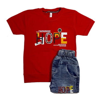 Boys “Hope” Print Shirt & Shorts Set – Short Sleeve 2-Piece Casual Outfit