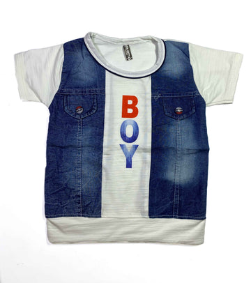 Blue & White Cotton and Denim Shirt and Shorts Set for Boys – Summer Kidswear