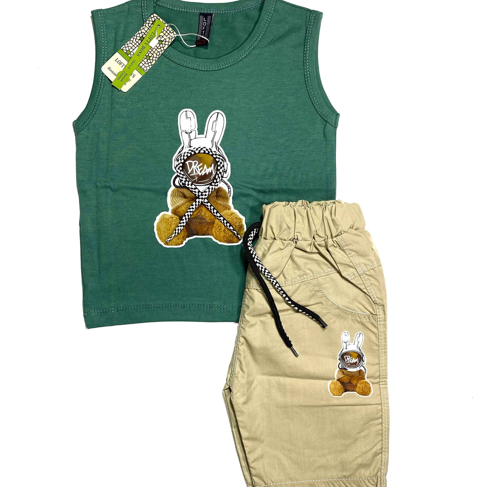 Bunny Logo Shirt and Short 2 piece set for Boys - Summer Kids Outfits