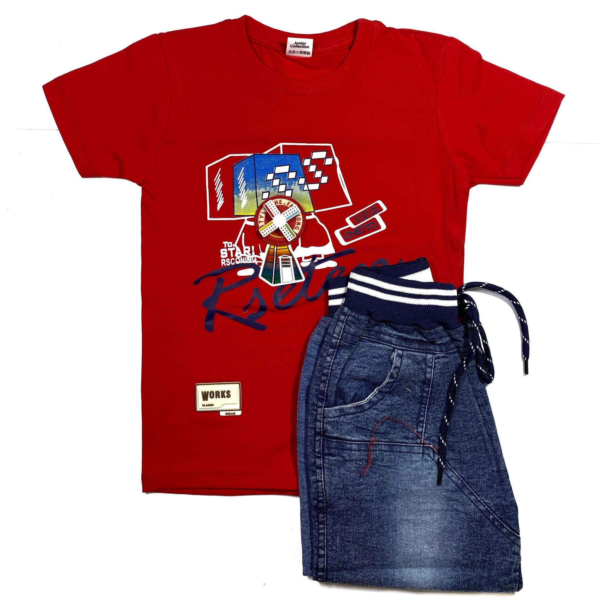 Boys Spinner Patch T-Shirt and Shorts Set – Fun Summer Outfit by ChotuWear
