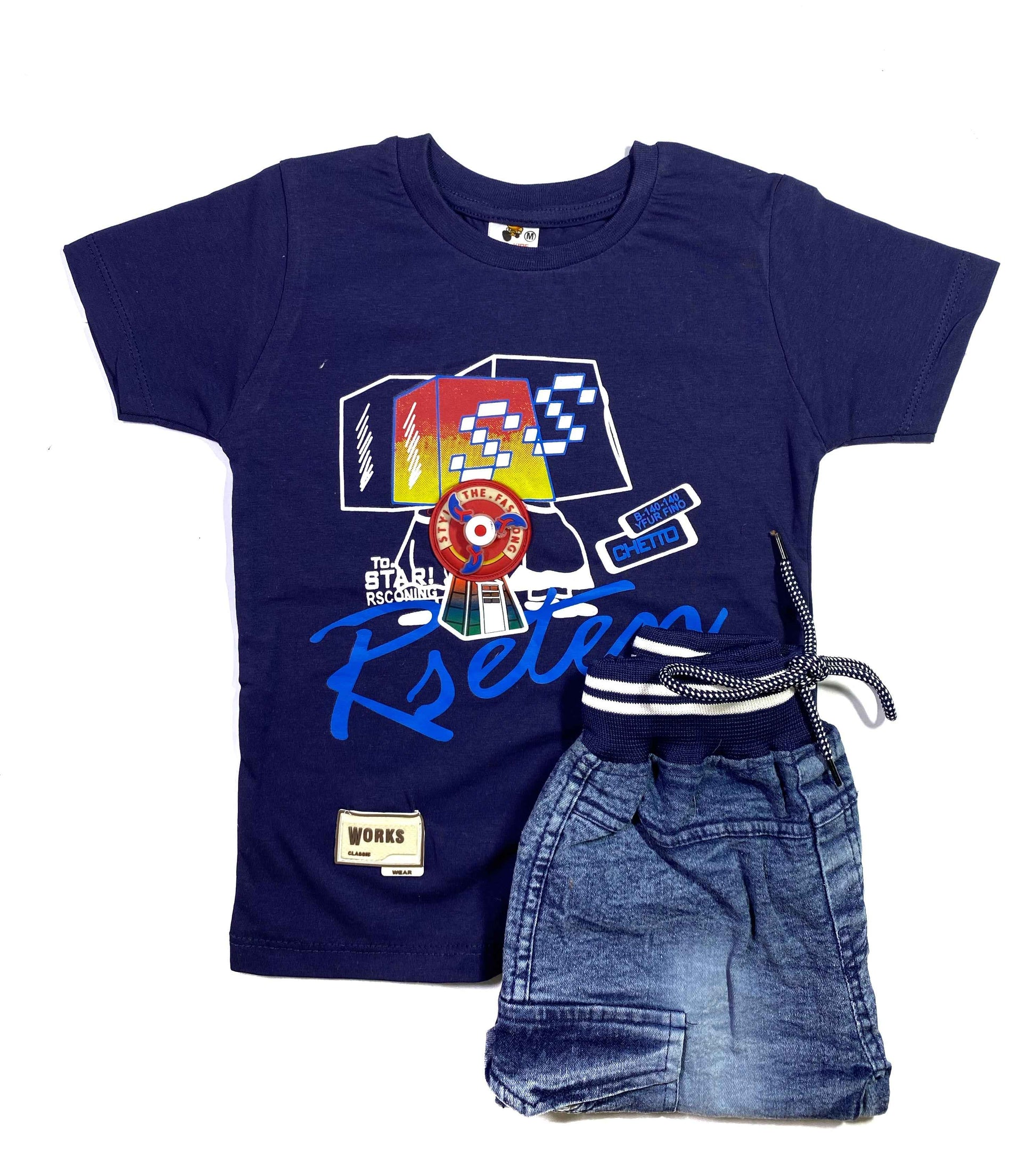 Boys Spinner Patch T-Shirt and Shorts Set – Fun Summer Outfit by ChotuWear