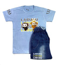 Boys Labubu Print Shirt & Shorts Set – 2-Piece Short Sleeve Summer Outfit