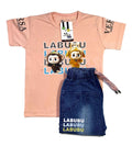 Boys Labubu Print Shirt & Shorts Set – 2-Piece Short Sleeve Summer Outfit