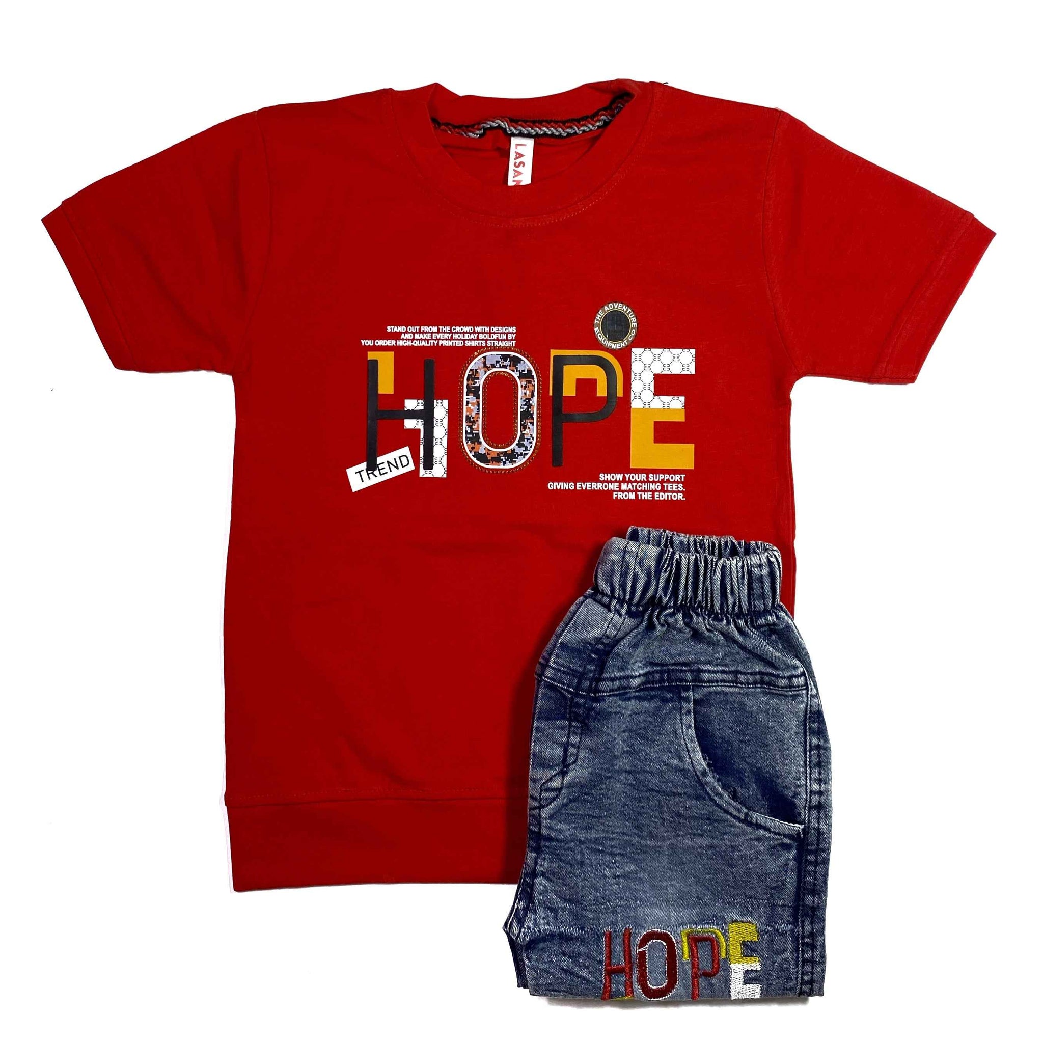 Boys “Hope” Print Shirt & Shorts Set – Short Sleeve 2-Piece Casual Outfit