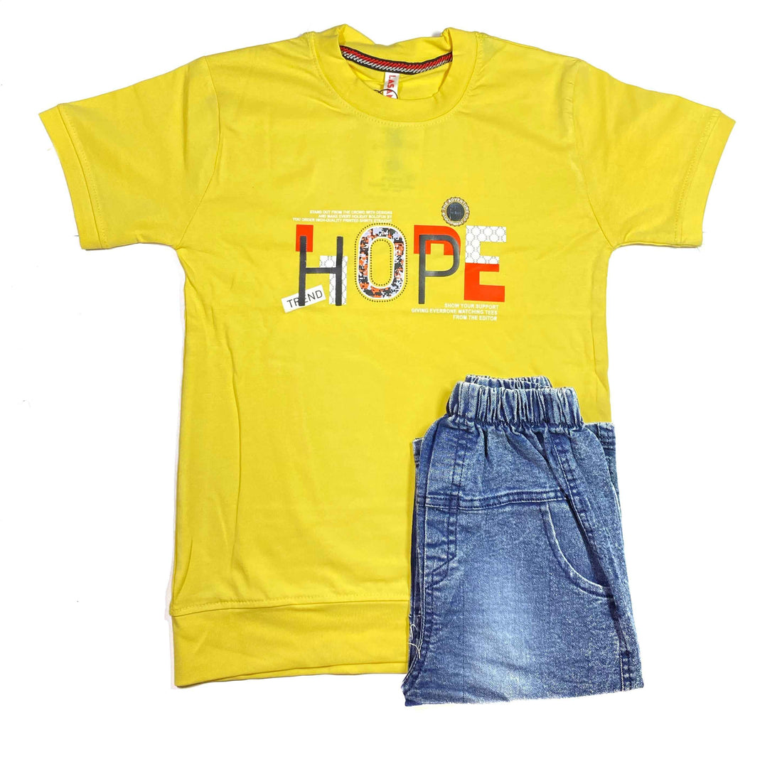 Boys “Hope” Print Shirt & Shorts Set – Short Sleeve 2-Piece Casual Outfit