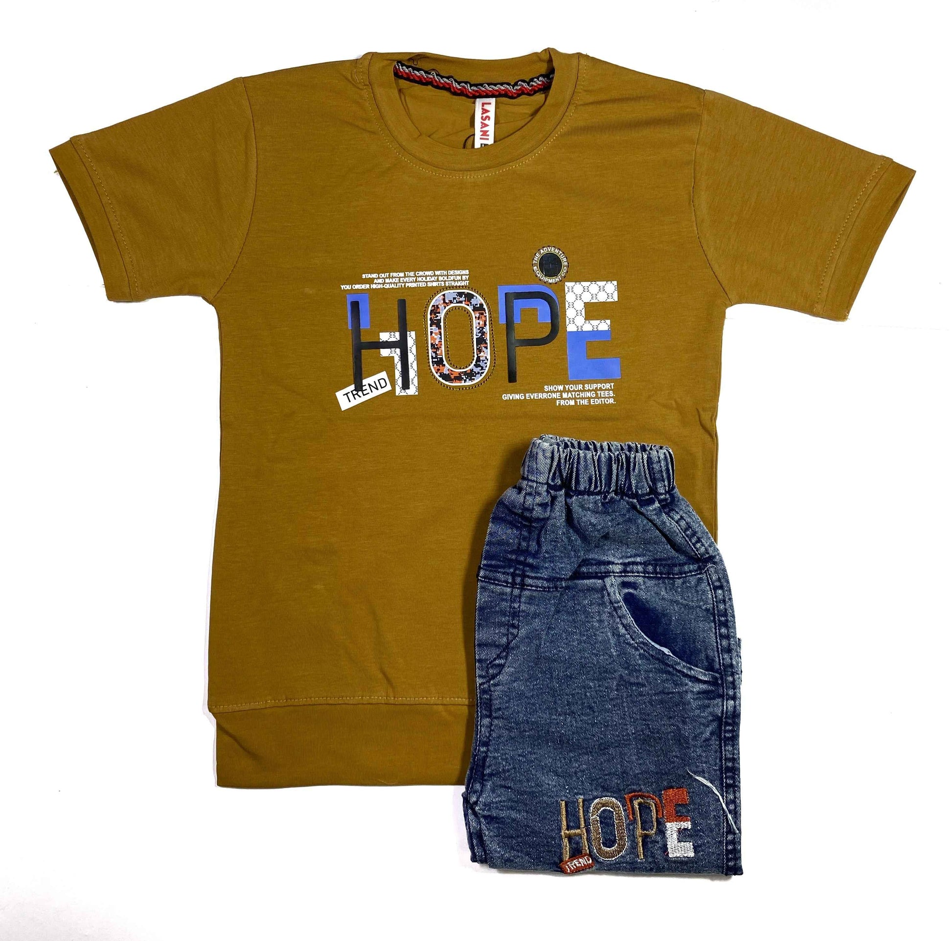 Boys “Hope” Print Shirt & Shorts Set – Short Sleeve 2-Piece Casual Outfit