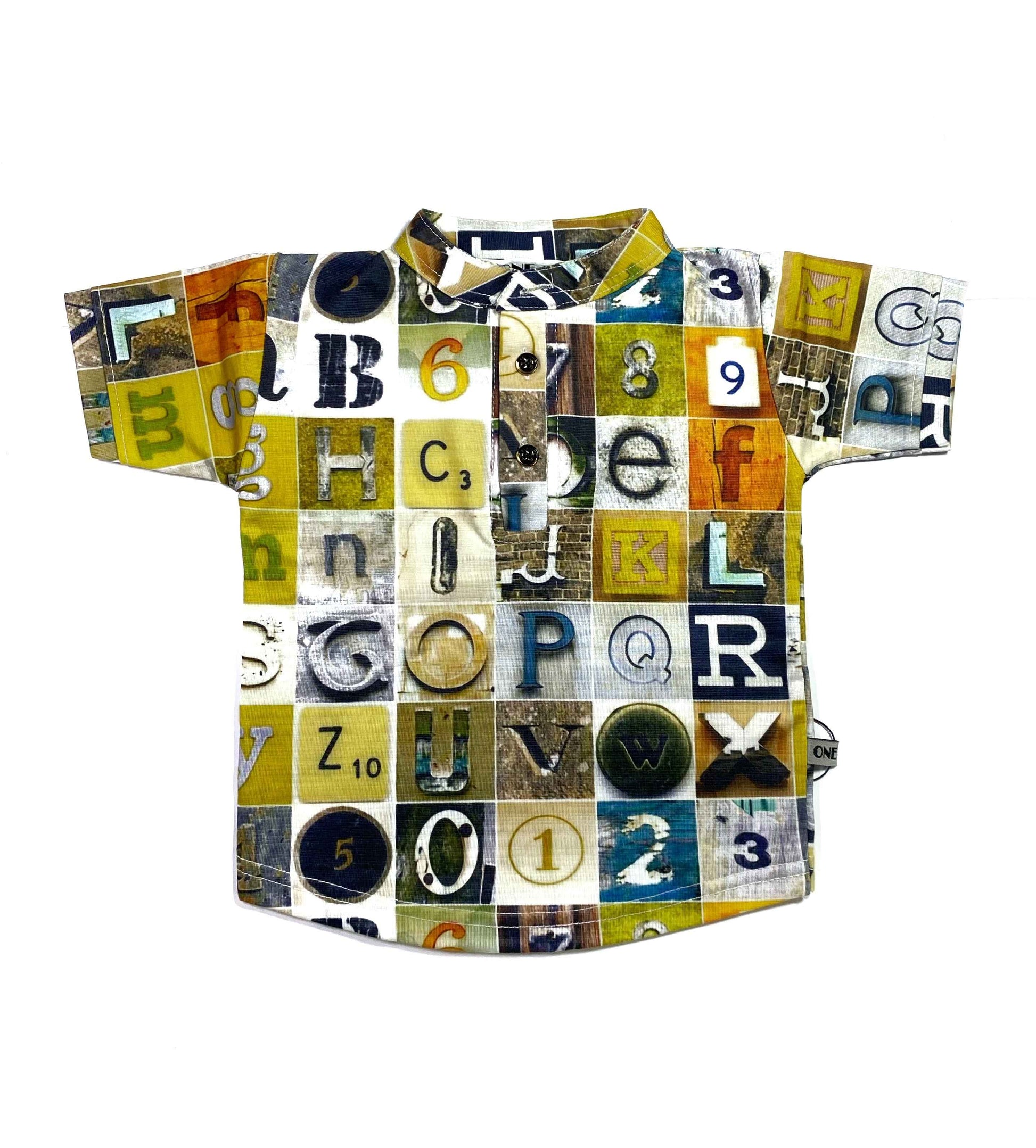 Boys Knitted Shirt & Shorts Set – Letters, Smileys & Colourful Circles Print (2-Piece Outfit)