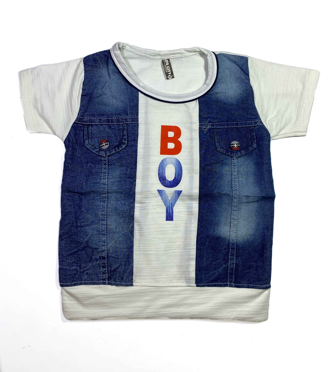Blue & White Cotton and Denim Shirt and Shorts Set for Boys – Summer Kidswear