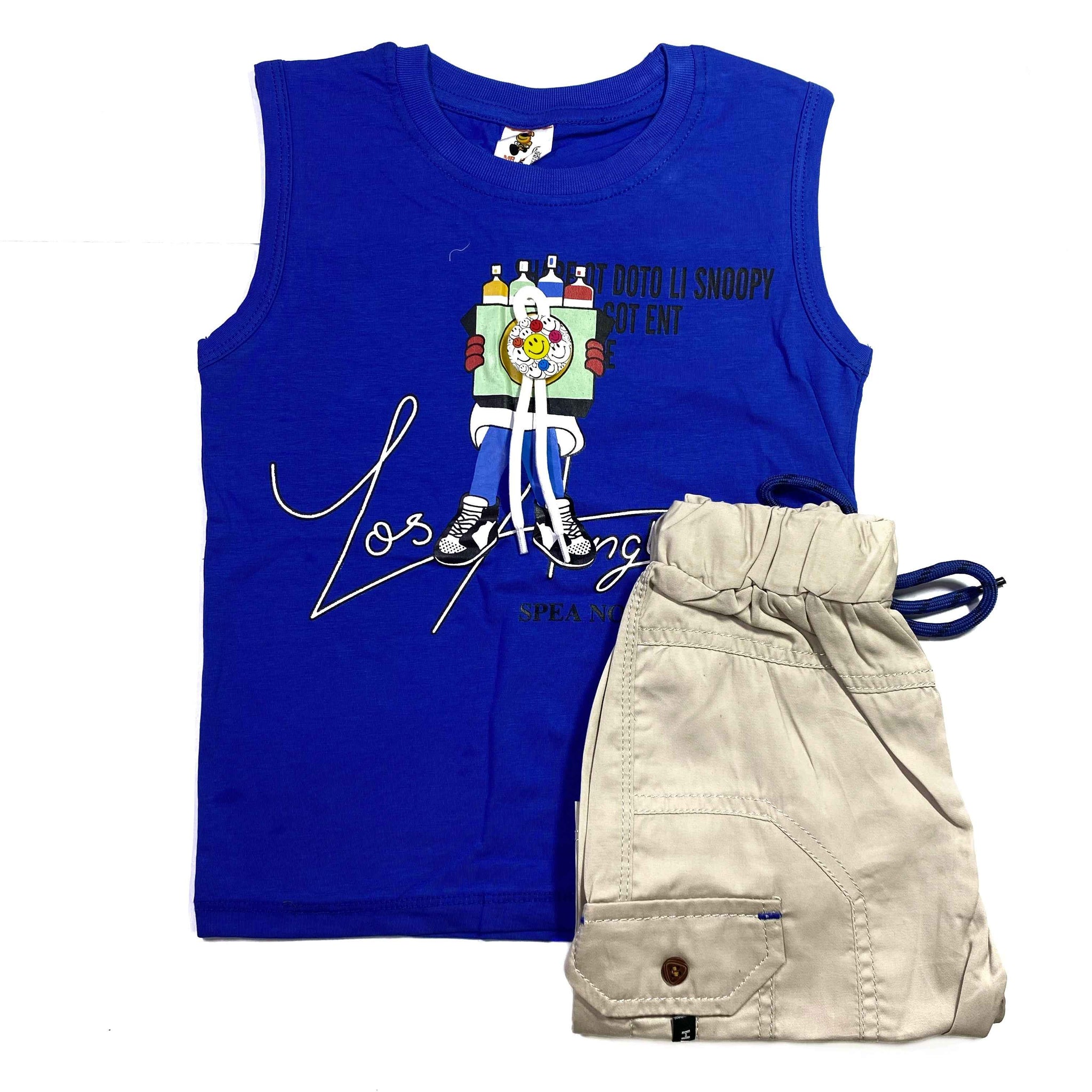 Boys Sleeveless Shirt & Shorts Set – Multi-Design Summer 2-Piece Outfit