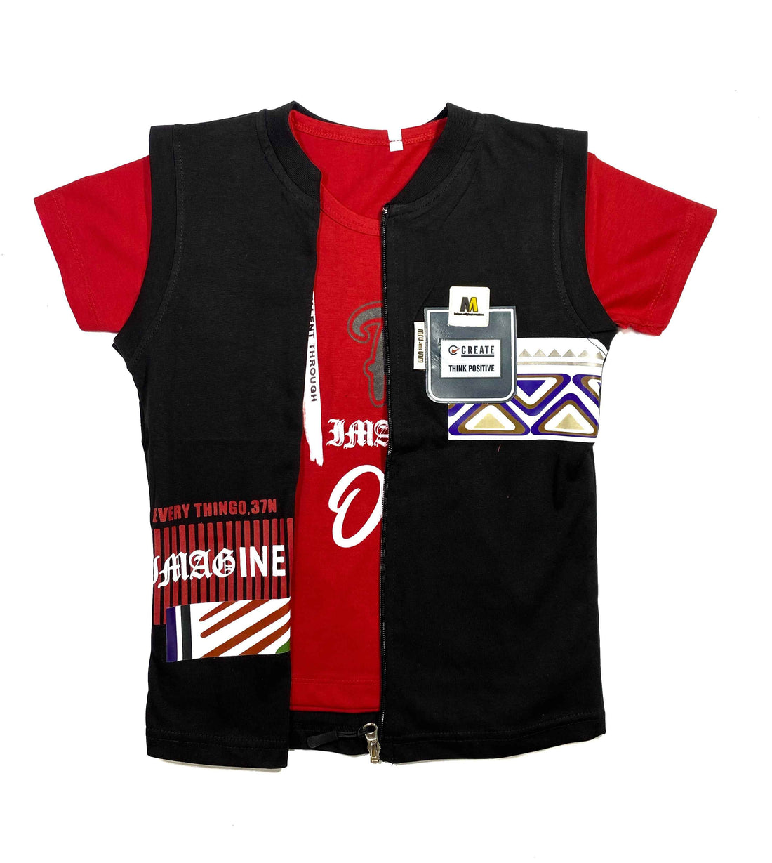Boys 3-Piece Summer Set – Zipper Upper, Undershirt and Shorts Combo