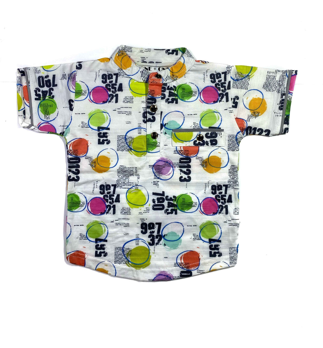 Boys Knitted Shirt & Shorts Set – Letters, Smileys & Colourful Circles Print (2-Piece Outfit)