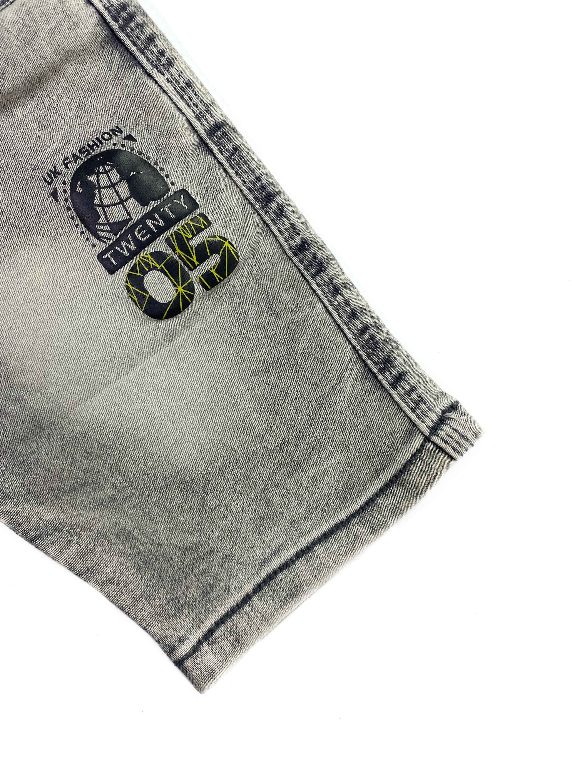 Grey & Black Printed Denim Shorts for Boys – Stylish Summer Shorts Online in Pakistan