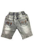Grey & Black Printed Denim Shorts for Boys – Stylish Summer Shorts Online in Pakistan