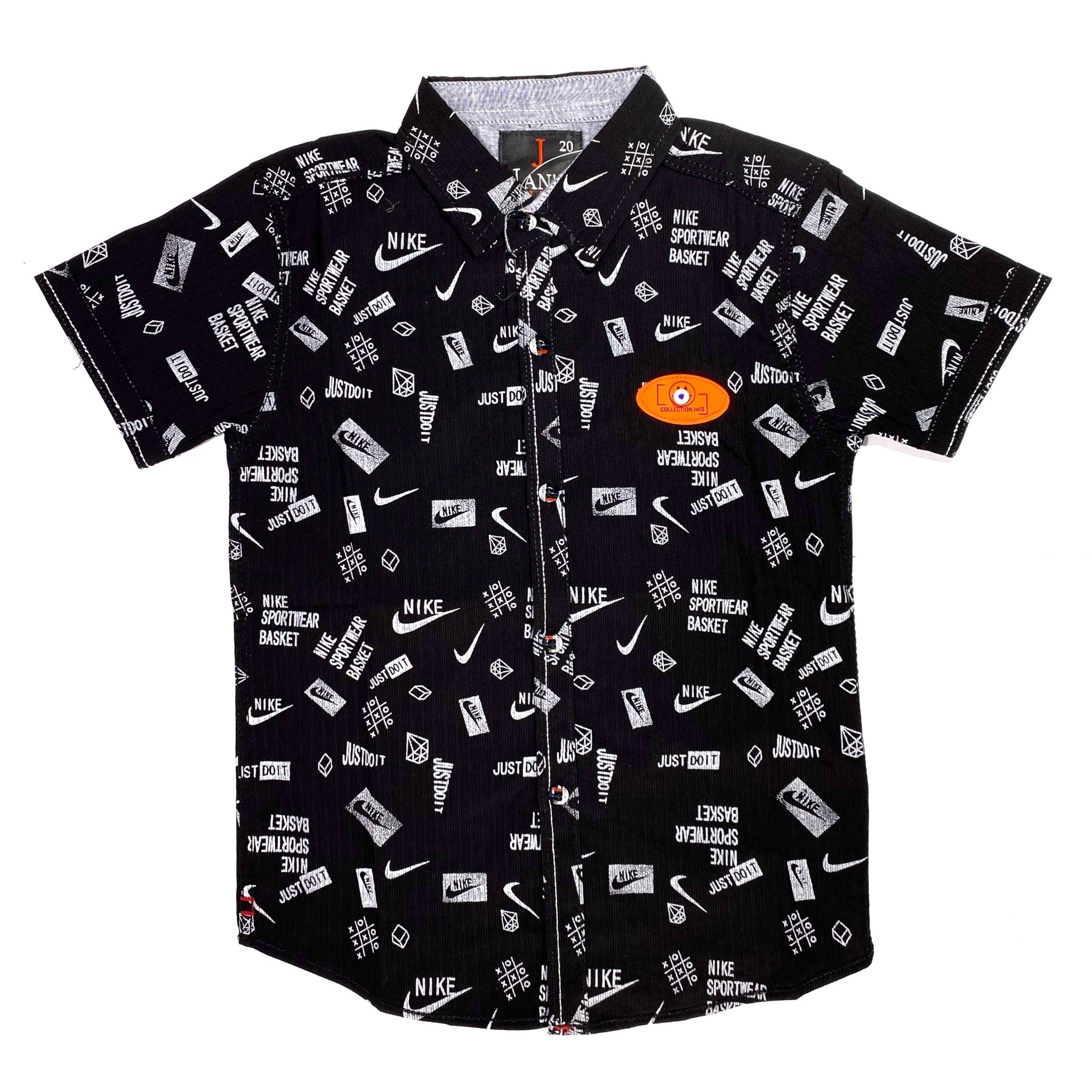 ChotuWear Boys Black Printed Cotton Shirt – Stylish Summer Wear Pakistan