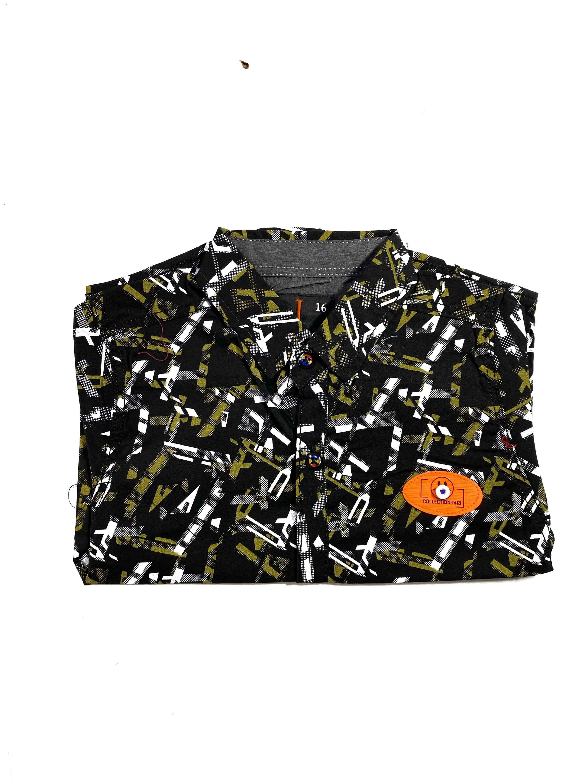 ChotuWear Boys Black Printed Cotton Shirt – Stylish Summer Wear Pakistan