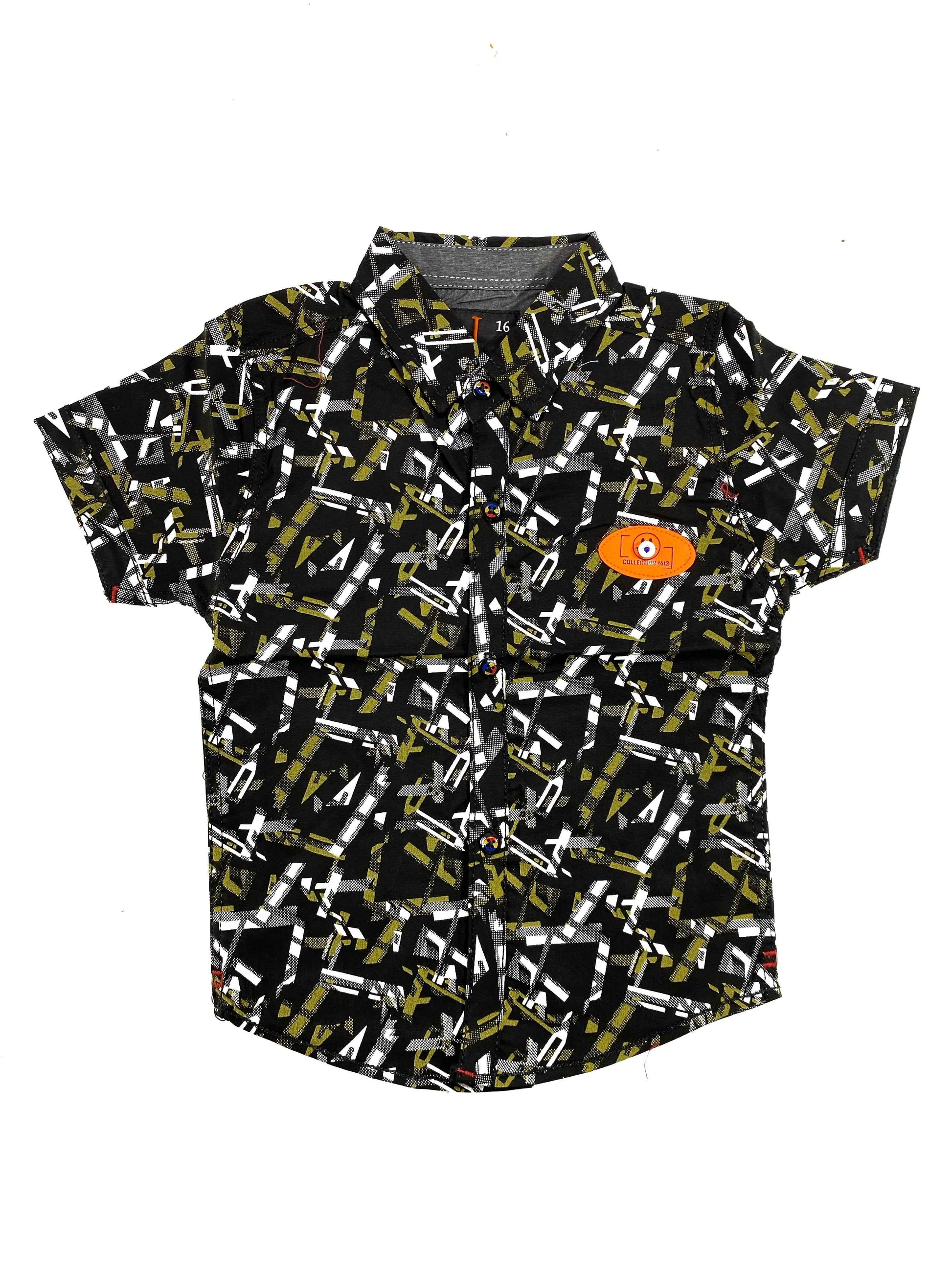 ChotuWear Boys Black Printed Cotton Shirt – Stylish Summer Wear Pakistan