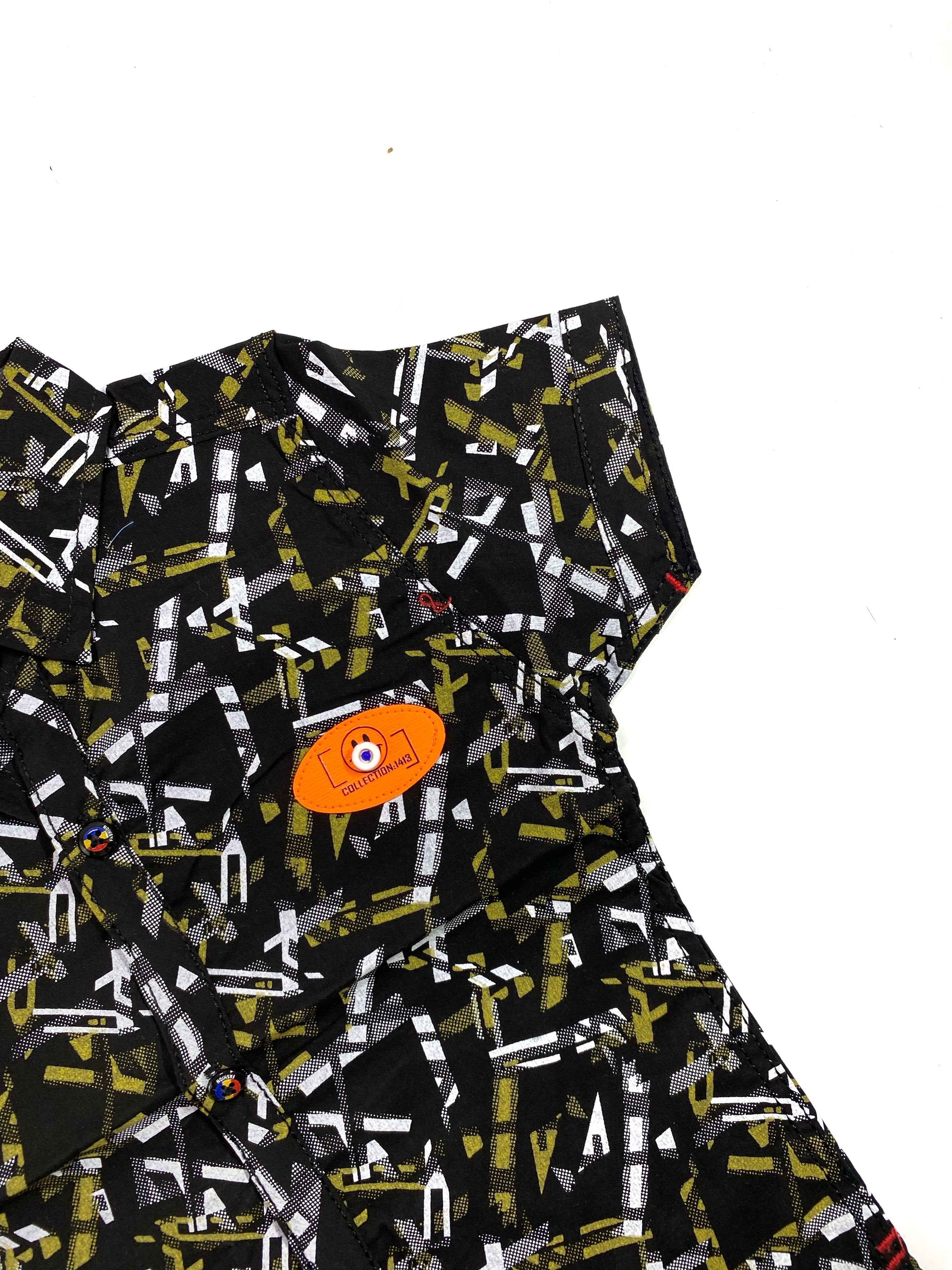 ChotuWear Boys Black Printed Cotton Shirt – Stylish Summer Wear Pakistan