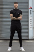 Adidas men’s dry fit t-shirt and trouser set in black, gym wear outfit for men, breathable activewear, fitness clothing, sportswear set.