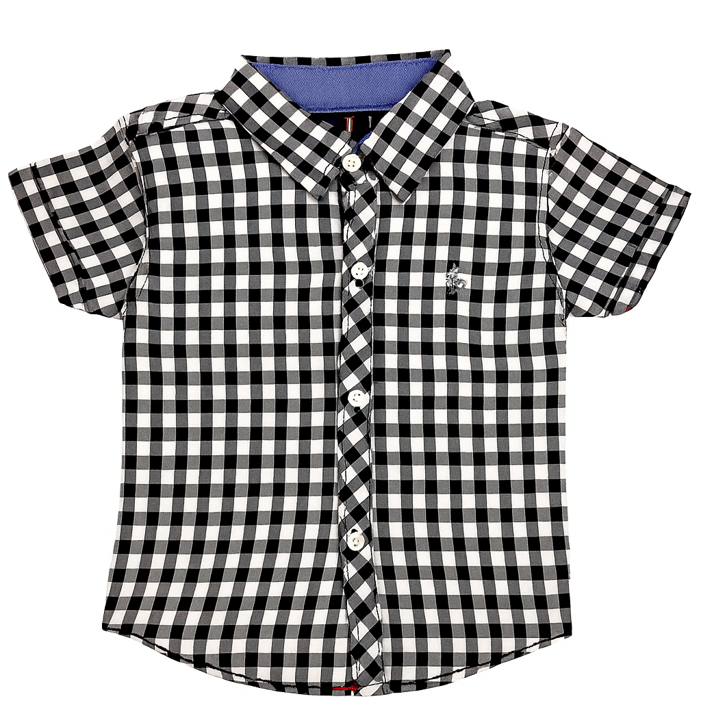 Chotuwear Boys Cotton Black Checkered Shirt – Cool Summer Style - Chotuwear