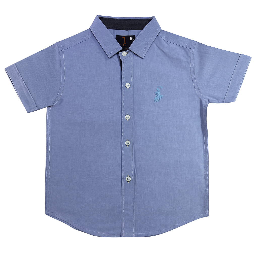 Chotuwear Boys Solid Blue Cotton Shirt – Summer Casual Wear Pakistan - Chotuwear